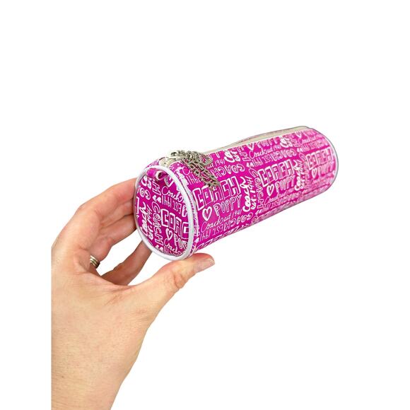 Y2K- Coach Poppy- pink- white- charms- zipper bag- makeup brushes pencil holder - Picture 8 of 9